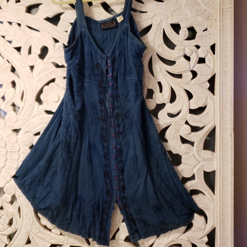 RAJA  Maiden India Indigo blue embroidered dress
